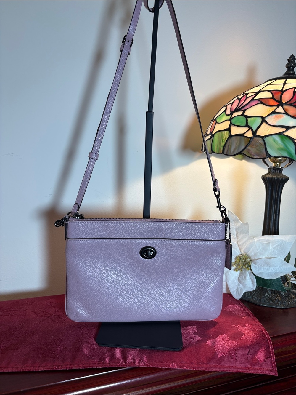 Coach Lavender Pebbled Leather Crossbody Bag